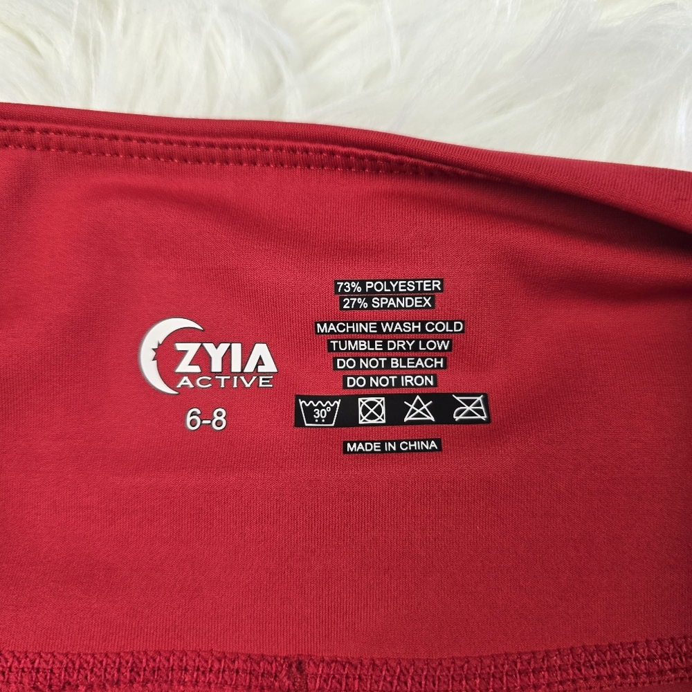 Zyia Light N Tight High Rise Logo Stripe Red Leggings 6-8 - Picture 10 of 12